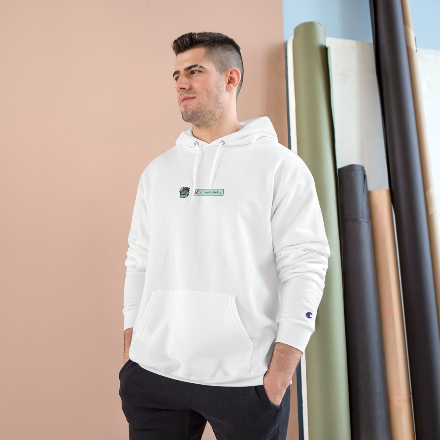 I'm Not a Robot (001) Unisex Champion Hoodie - Oh Mine Words Hoodie