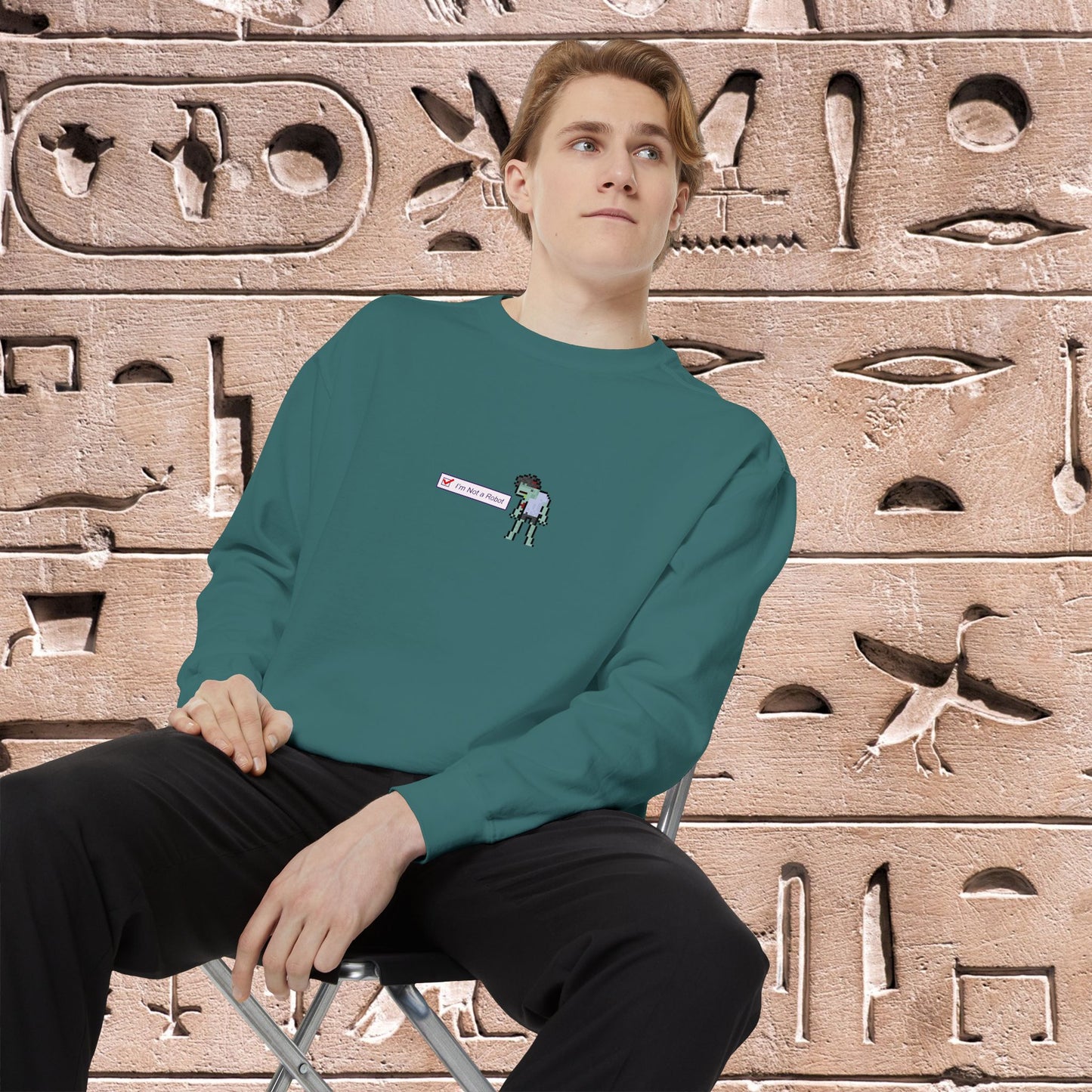 I'm Not a Robot (004) Unisex Garment-Dyed Sweatshirt - Oh Mine Words Sweatshirt