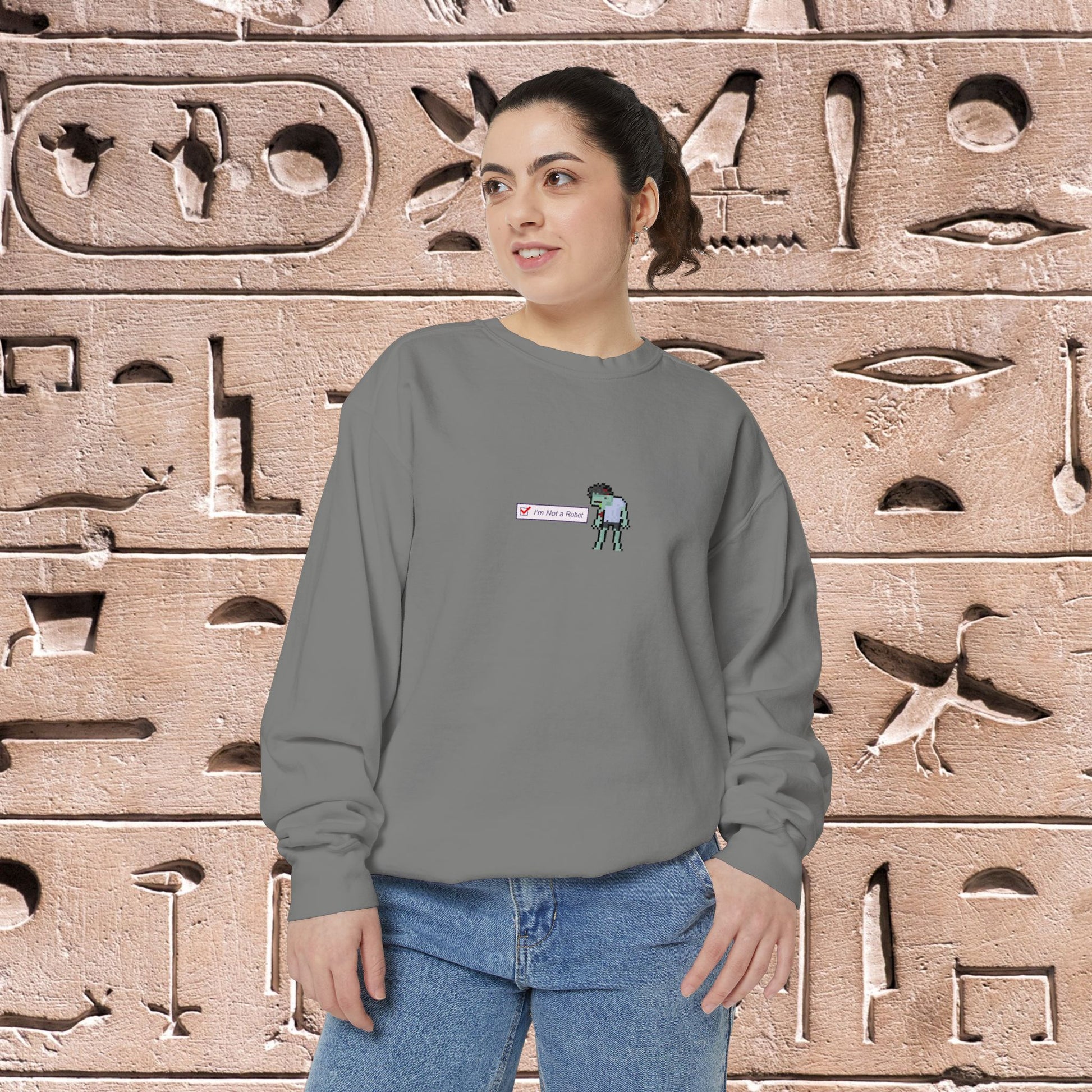 I'm Not a Robot (004) Unisex Garment-Dyed Sweatshirt - Oh Mine Words Sweatshirt