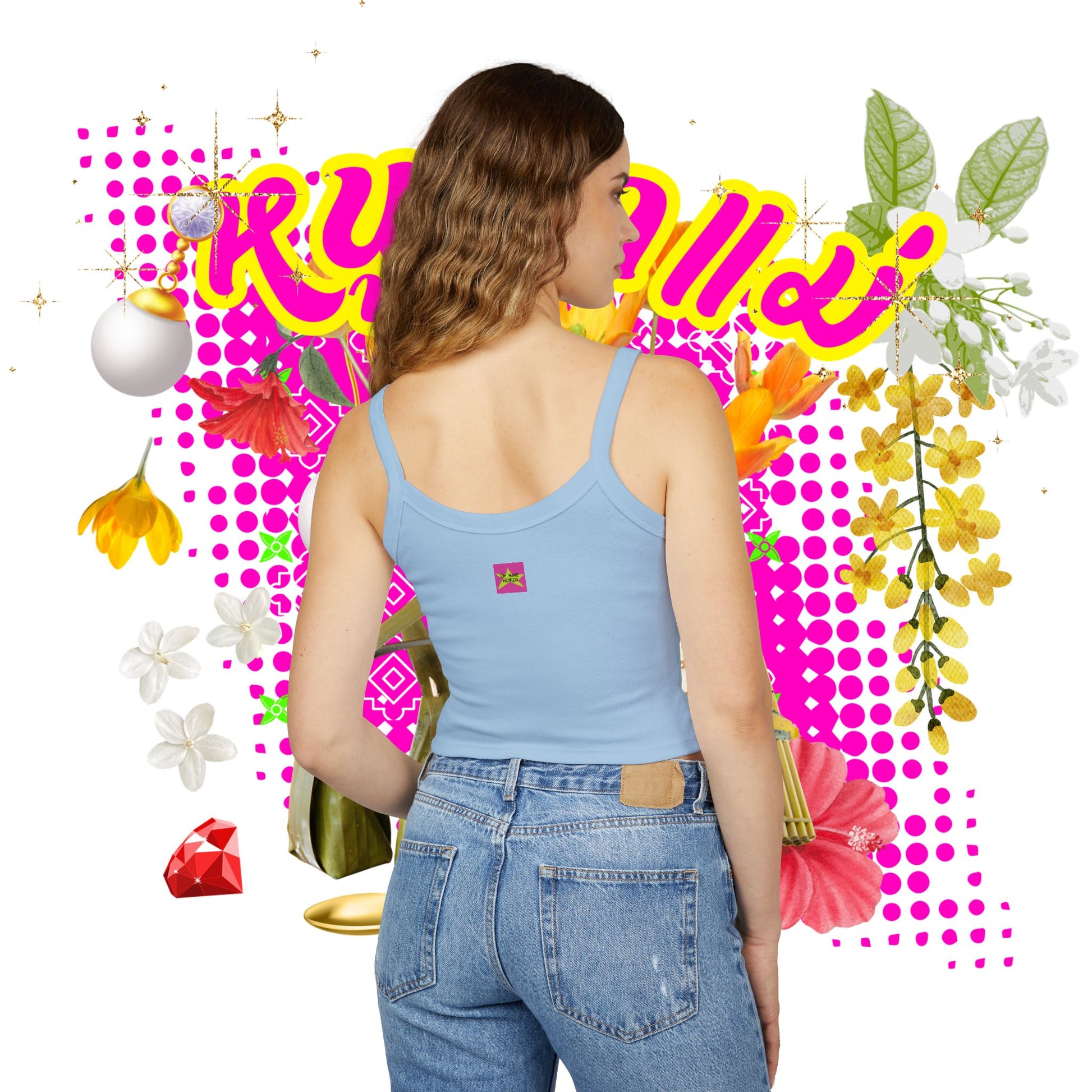 Limited Edition หนูรักแม่ (Weave Style-08) Spaghetti Strap - Oh Mine Words Tank Top