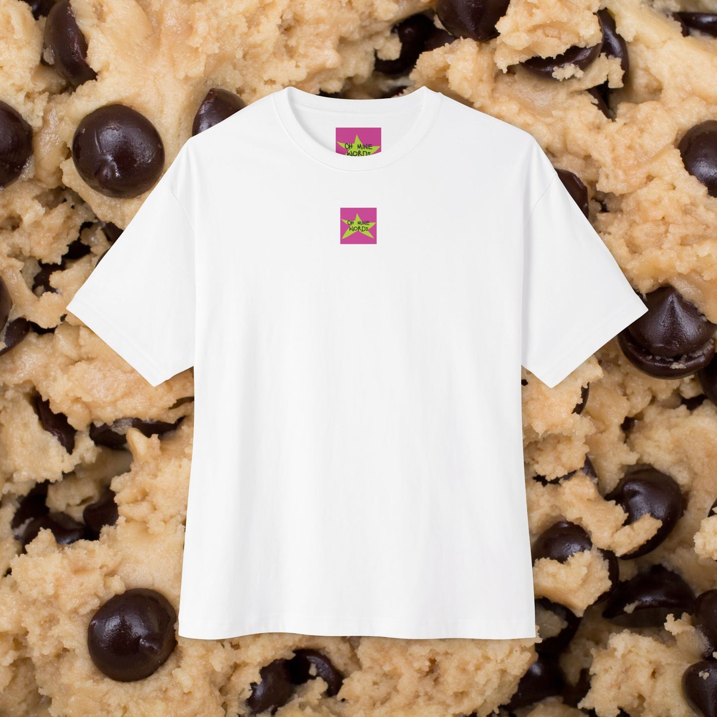 Front view, Oh Mine Words Brand Logo Screen of A Jug of America (Lemonade), Unisex Oversized White T-shirt for 4th of July – Unique Fashion Tops – Cool and Fun Design, Comfortable and Relax Fits. Front and Back Print – Oh Mine Words 
