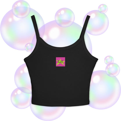 Front view of OMW Spaghetti Strap shade Solid Black Blend - OMW OG! Collection - Oh Mine Words Branding Apparel - Unique fashion tops - Star design perfect for everyone-everywhere/ casual, cool, chic, chill and summer.