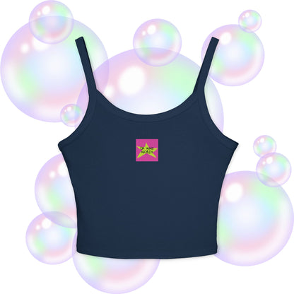 Front view of OMW Spaghetti Strap shade Solid Navy Blend - OMW OG! Collection - Oh Mine Words Branding Apparel - Unique fashion tops - Star design perfect for everyone-everywhere/ casual, cool, chic, chill and summer.