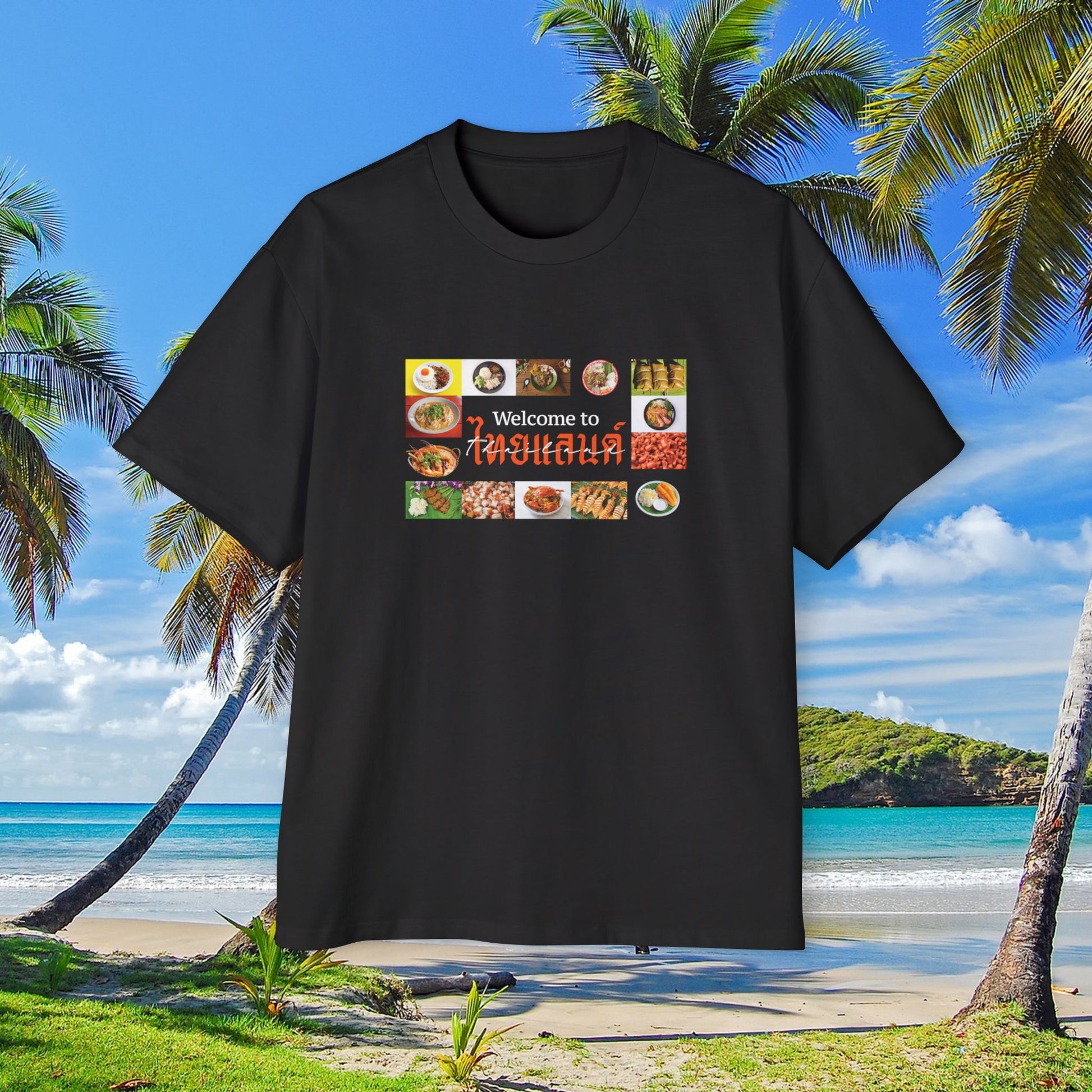 Welcome to ไทยแลนด์ (Thailand) Unisex Oversized Boxy Tee (Black) - Oh Mine Words T-Shirt