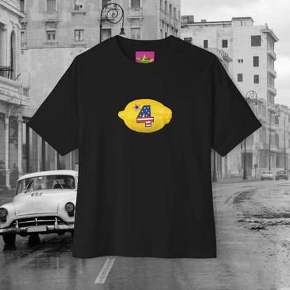 Front view of unisex oversized black "The Fourth" T-shirt for American's 4th of July - Streetwear, Chic, Cool, Unique fashion tops - Front and Back print - Oh Mine Words