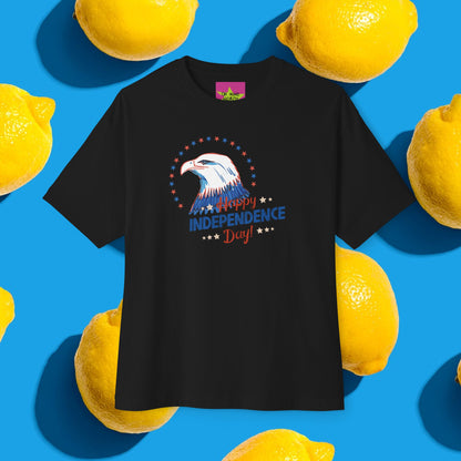 Unisex Oversized "The Eagle (Independence Day)" Black T-shirt at front view - Unique Fashion Tops, Front and Back Print - Oh Mine Words.
